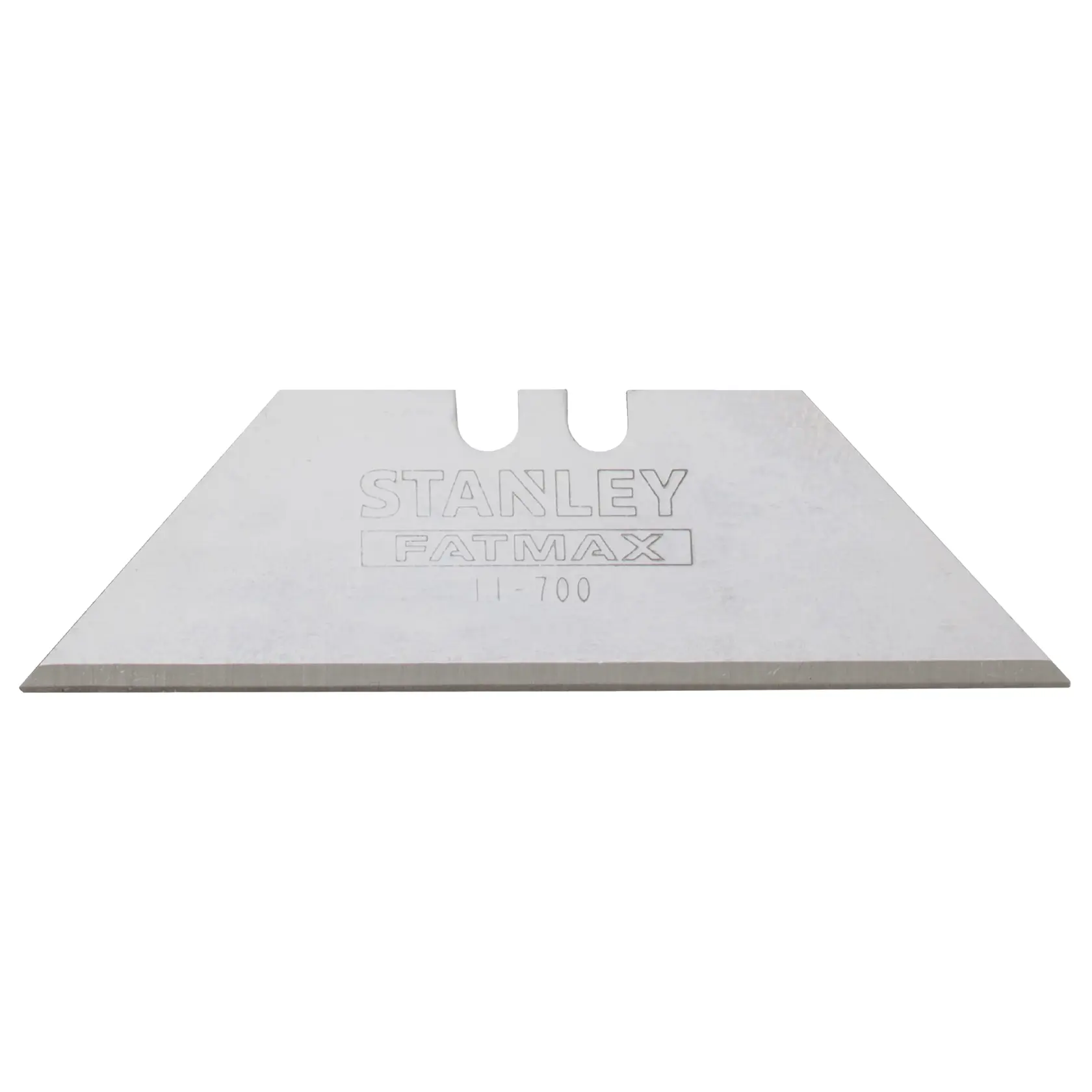 Stanley Fatmax 1-11-700 utility knife blade, silver, with sharp straight edge for cutting tasks.