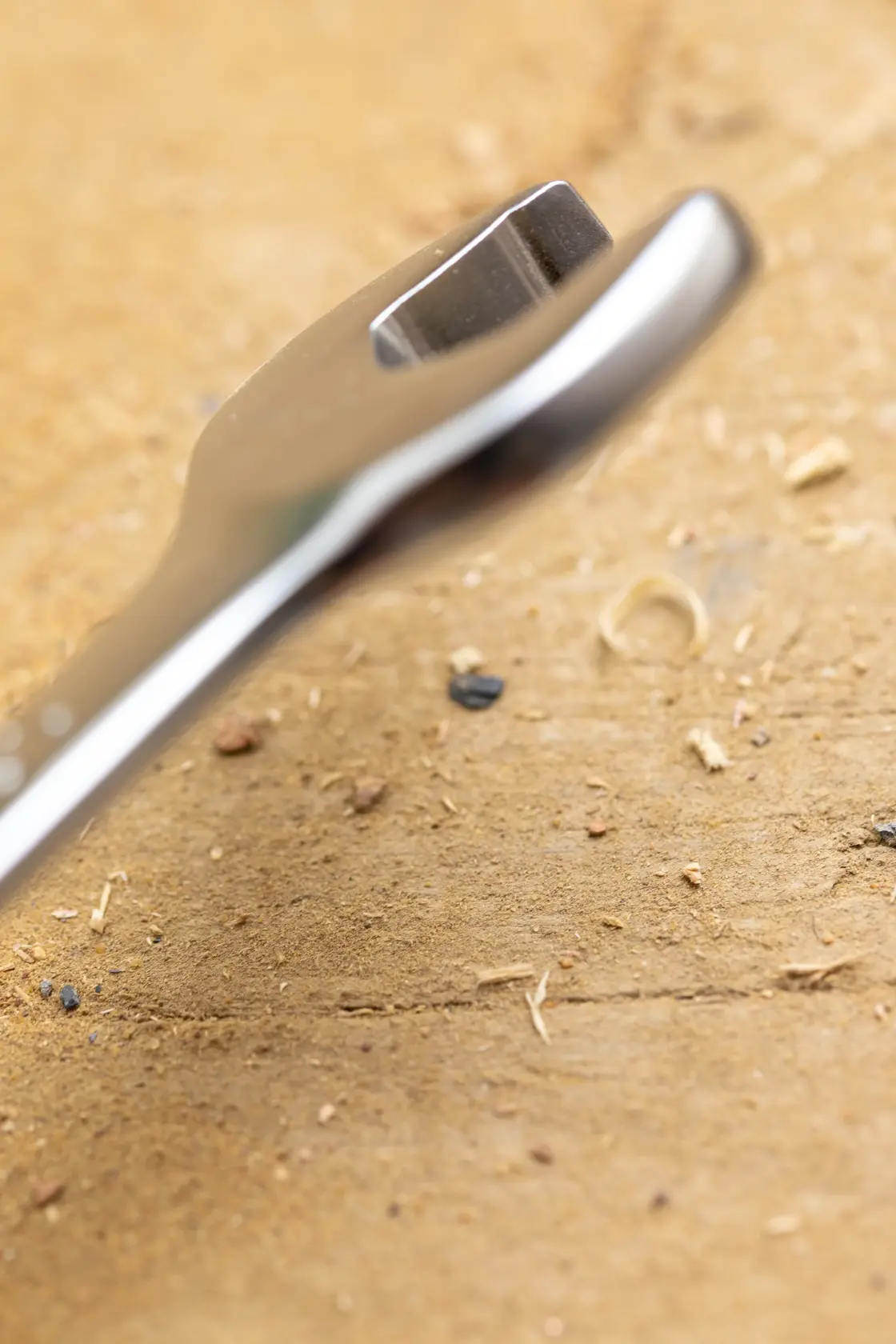 Close-up photography of STANLEY FMMT13083-0 wrench on a wood surface.